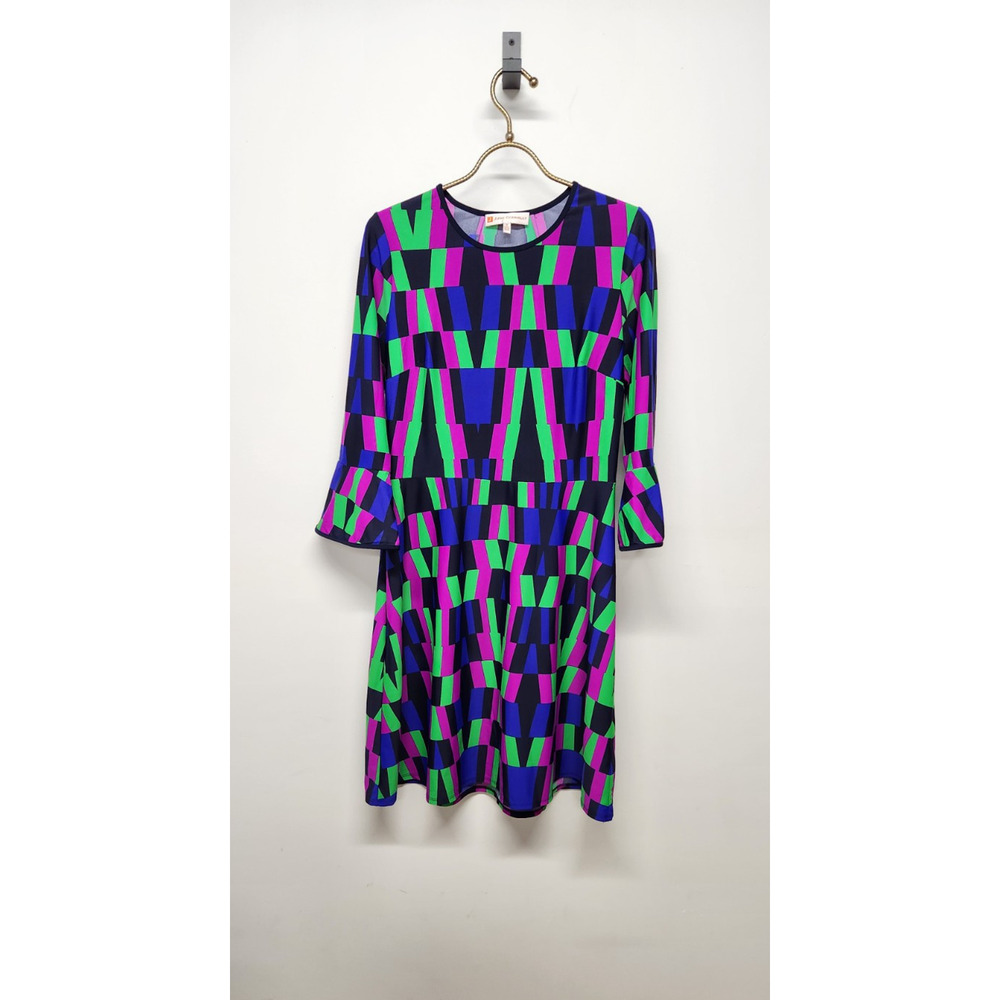 Jude Connally Women's Talia Multi Colorblock Bell Sleeve Stretchy Dress, Size Sm